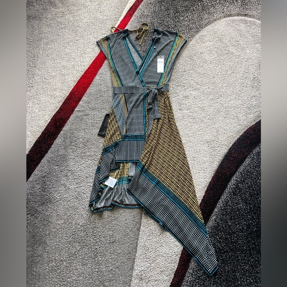 BCBGMaxAzria Golden Citron Wrap Asymmetrical Dress - Picture 2 of 5